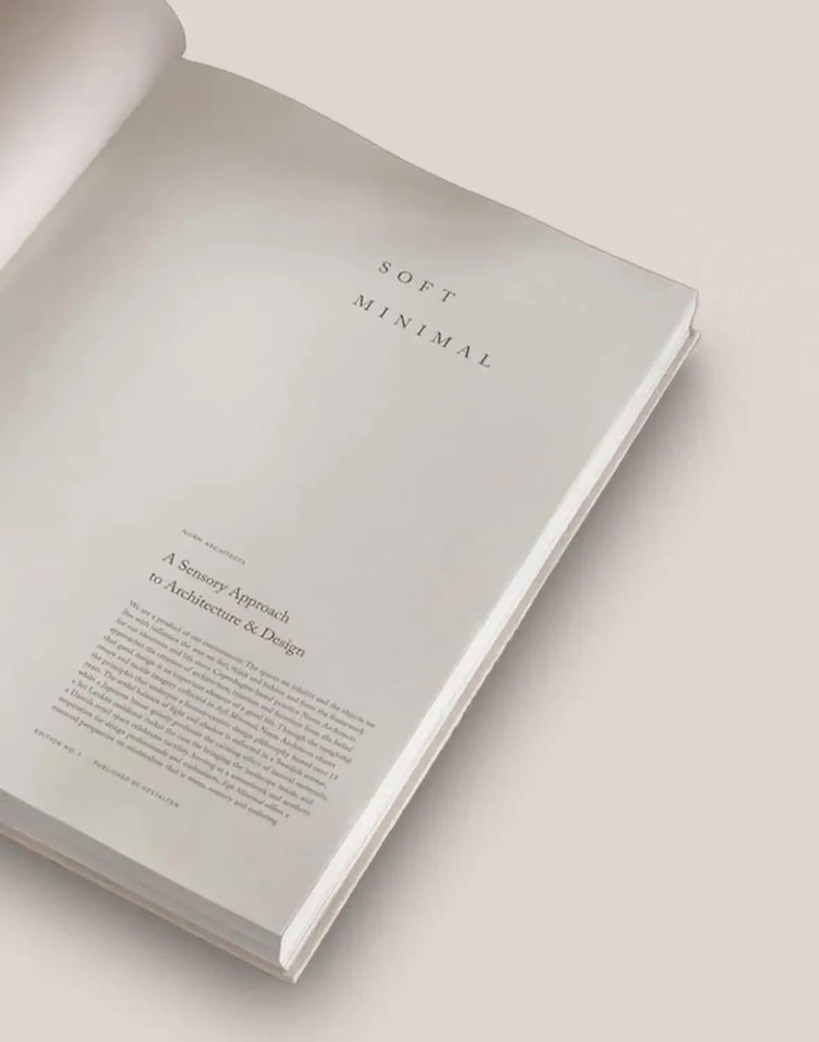 Open design book “Soft Minimal” on neutral background · LUV Lifestyle Decoration & Styling